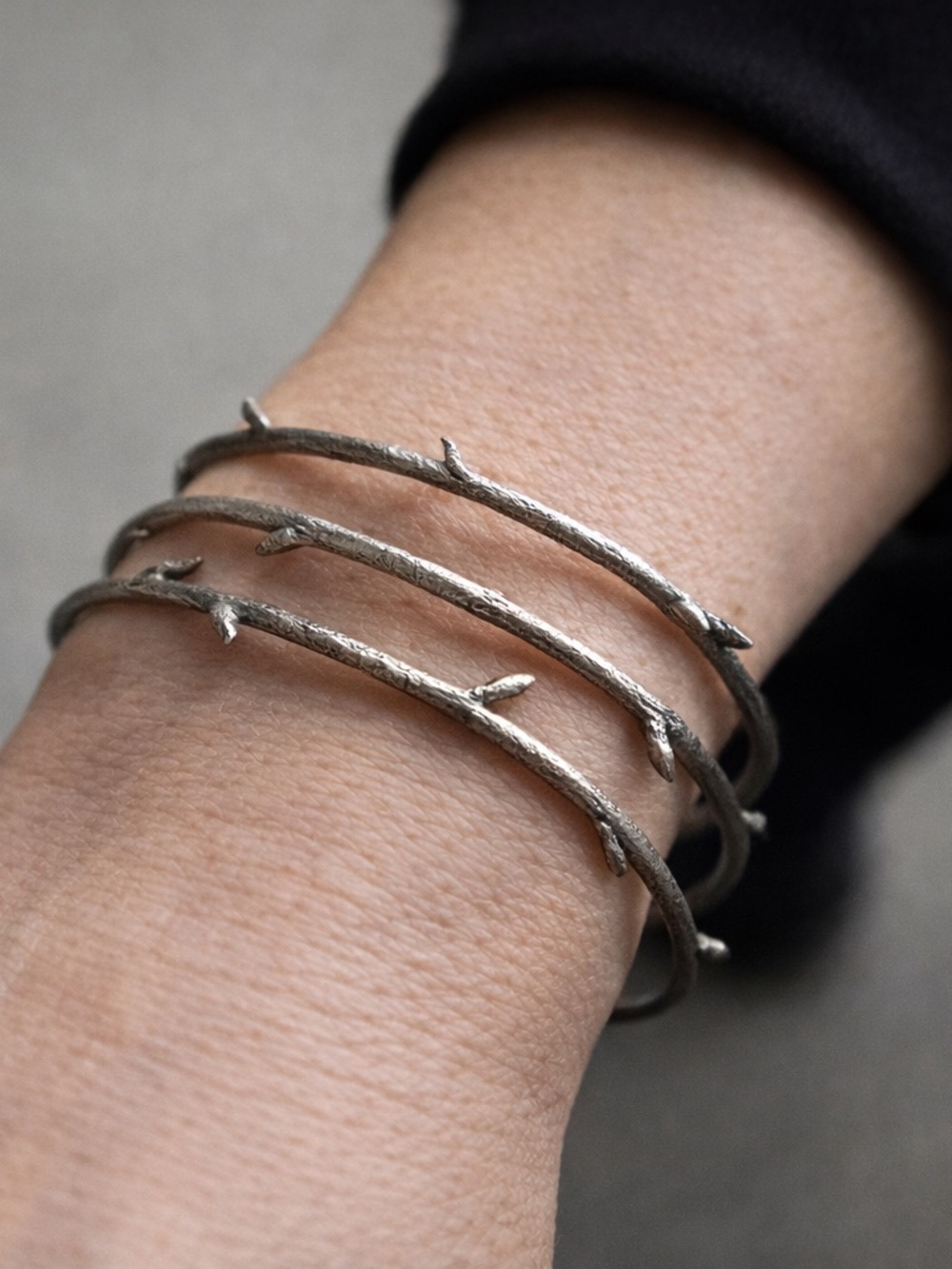 Ann Demeulemeester Sterling Silver Branch Bangle Set Oxidized 925 Avant Garde